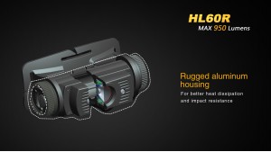 Fenix HL60R - Lanternă Frontală Reîncărcabilă - 950 Lumeni - 116 Metri - Negru